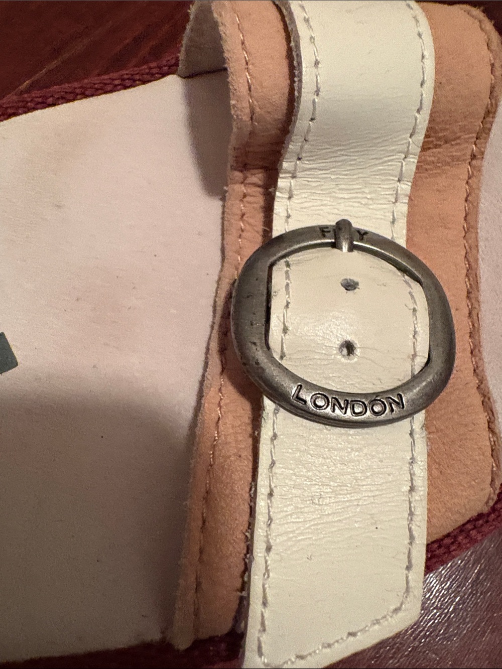 Fly London Beige and White Platform Wedge Sandal - Picture 5 of 8